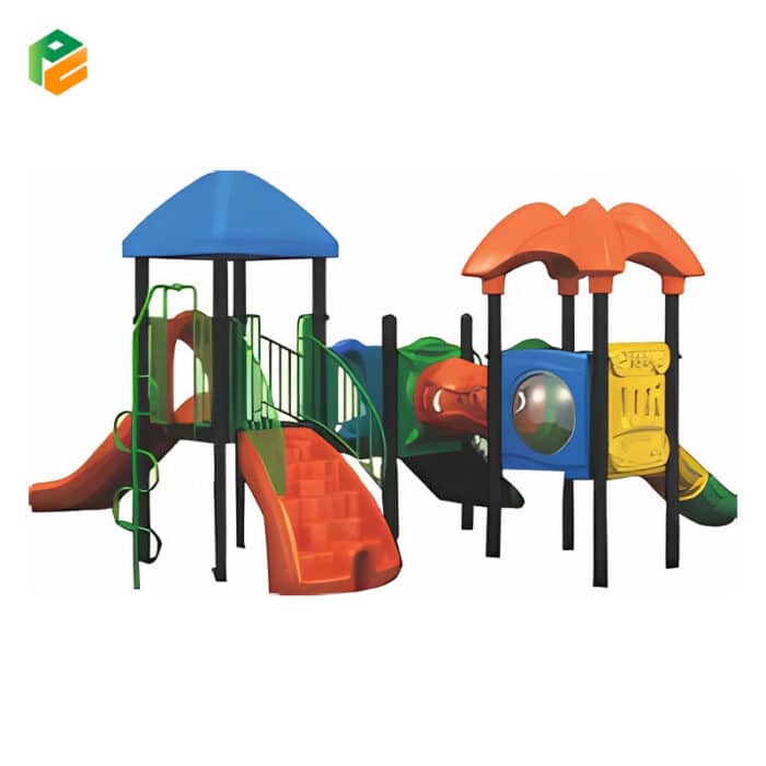 Double Tower Outdoor Play Set with Slide-2