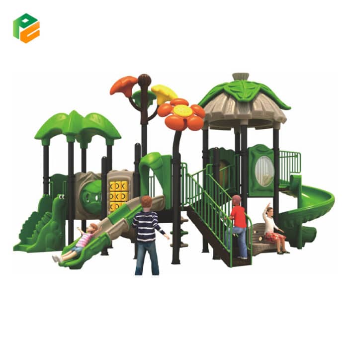 Forest-style Plastic Outdoor Playset with Slides-1