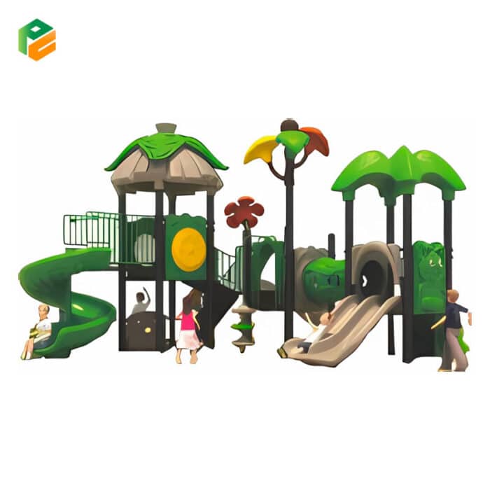 Forest-style Plastic Outdoor Playset with Slides-2