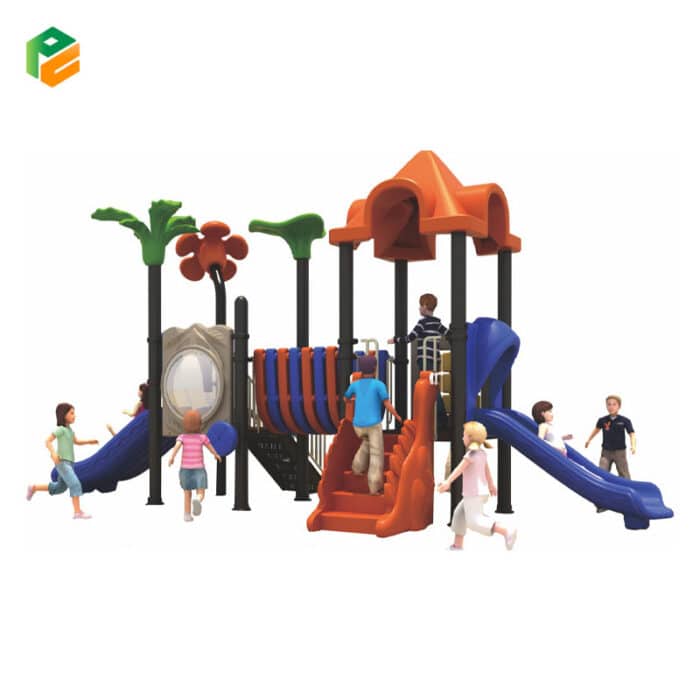 Outdoor Play Area Equipment with Plastic Wobbly Bridge-1