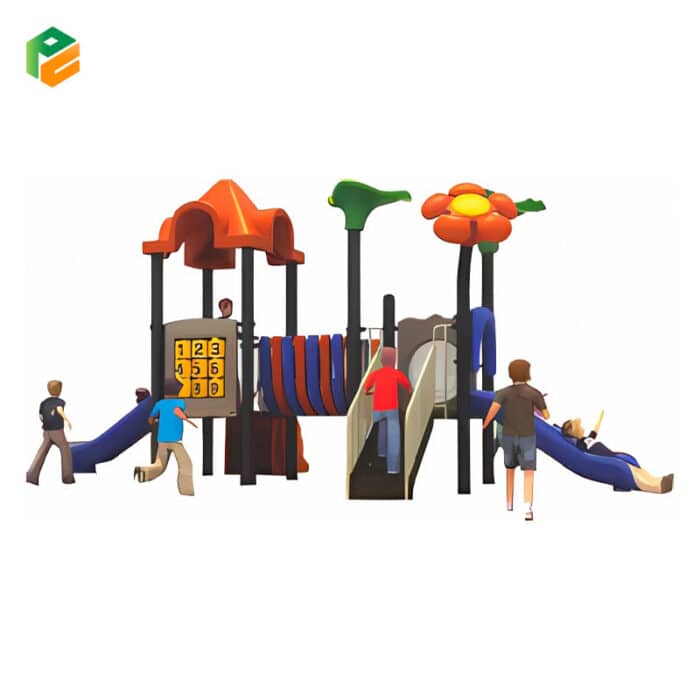 Outdoor Play Area Equipment with Plastic Wobbly Bridge-2