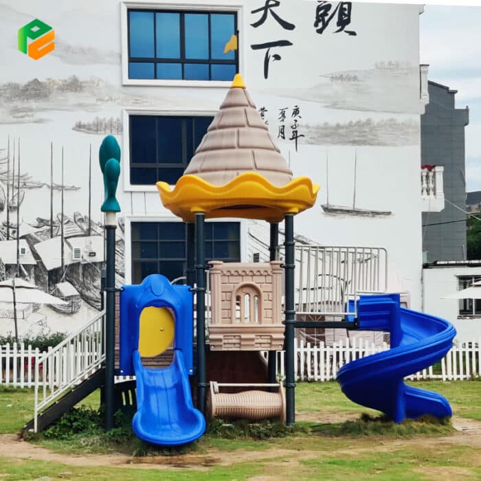 Outdoor-Play-House-with-Spiral-Slide-and-Chair-4