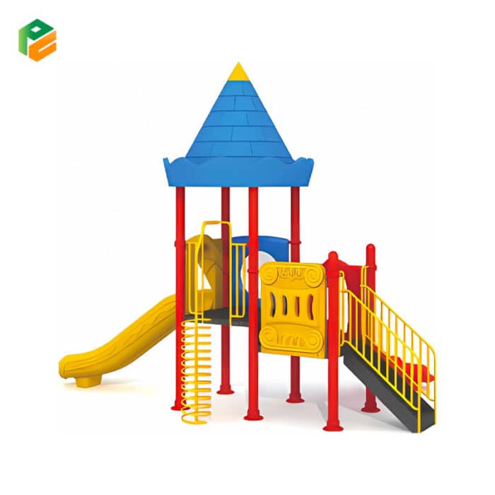 Plastic Playground Set with Slide and Curly Climber-2