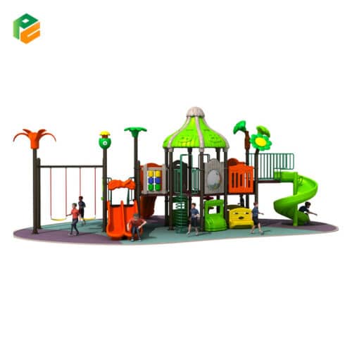 Big Plastic Playground Equipment with 2 Person Swing Set-1