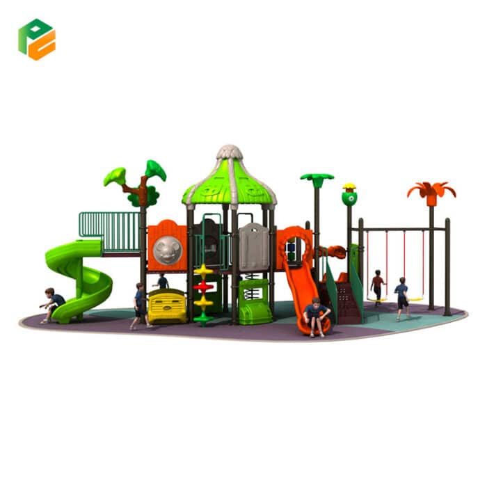 Big Plastic Playground Equipment with 2 Person Swing Set-2