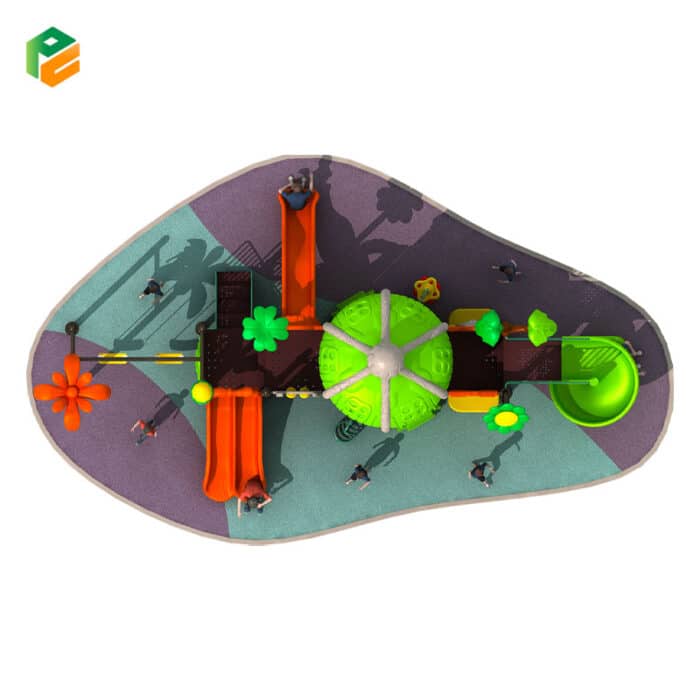 Big Plastic Playground Equipment with 2 Person Swing Set-3