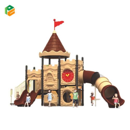 Children Outdoor Play Castle with Tunnel Slide-1