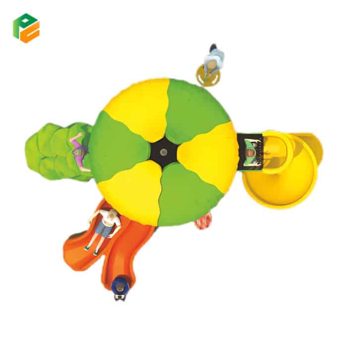 Hexagonal Platform Plastic Playset with Slide for Parks-3
