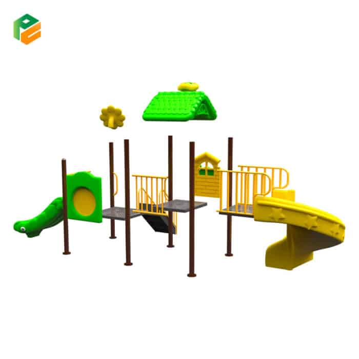 Kids Outdoor Play House with Slide-3