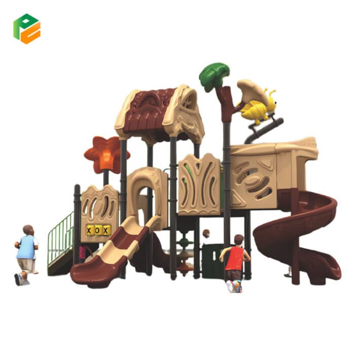 Large Outdoor Play House with Slide for 3-12 Year Old Kids-2