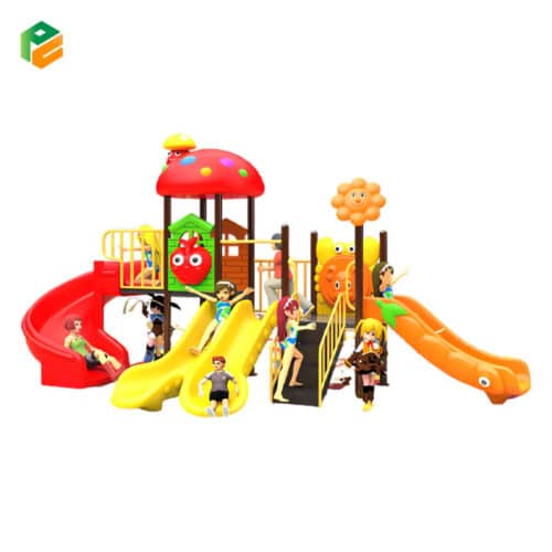 Mushroom-like Roof Backyard Playhouse with Slide-1