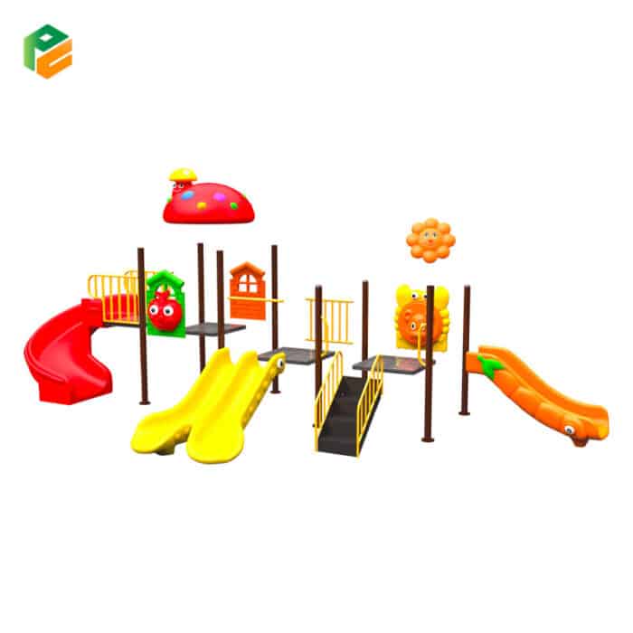Mushroom-like Roof Backyard Playhouse with Slide-2
