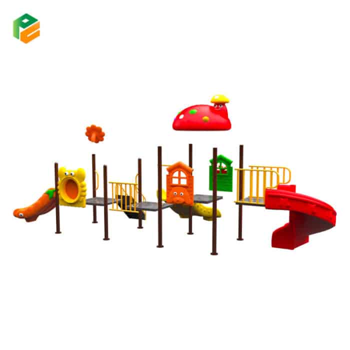 Mushroom-like Roof Backyard Playhouse with Slide-3