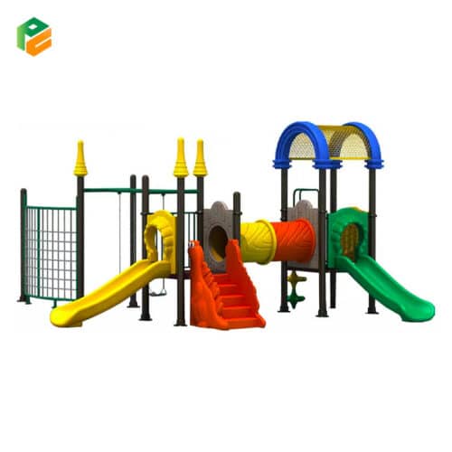 Outdoor Daycare Equipment with Climbing Net and Swing-1