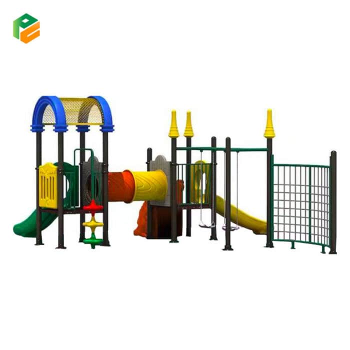 Outdoor Daycare Equipment with Climbing Net and Swing-2