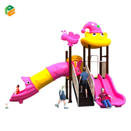 Pink Nursery Outdoor Play Equipment with Swing Set-1