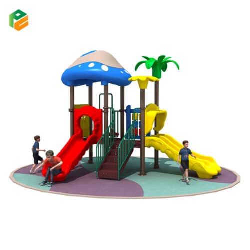 Popular Plastic Playground Slide with Mushroom Roof-1