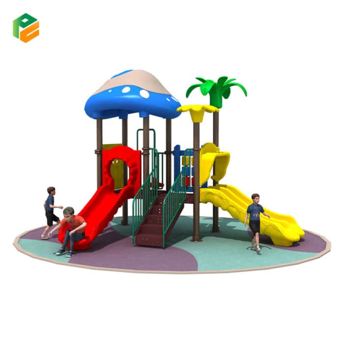 Popular Plastic Playground Slide with Mushroom Roof-1