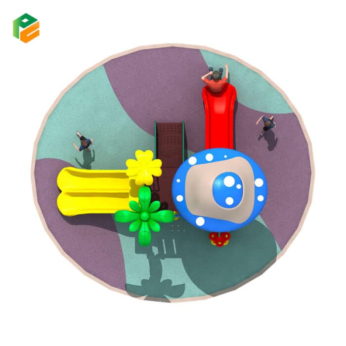 Popular Plastic Playground Slide with Mushroom Roof-2