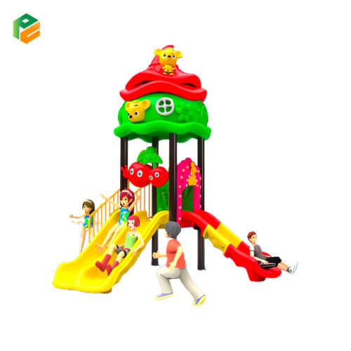 Adorable Small Playhouse with Slide and Ice-cream Roof-1