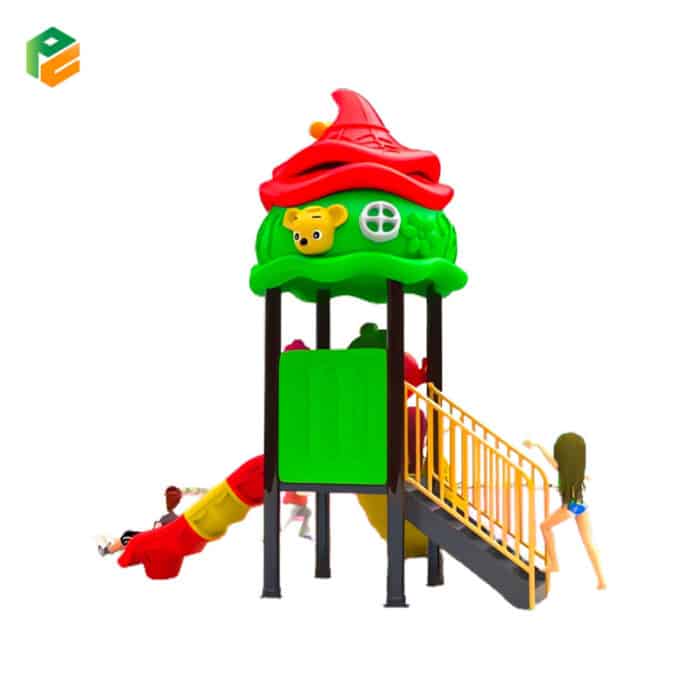 Adorable Small Playhouse with Slide and Ice-cream Roof-2