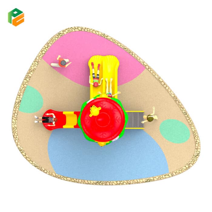 Adorable Small Playhouse with Slide and Ice-cream Roof-3
