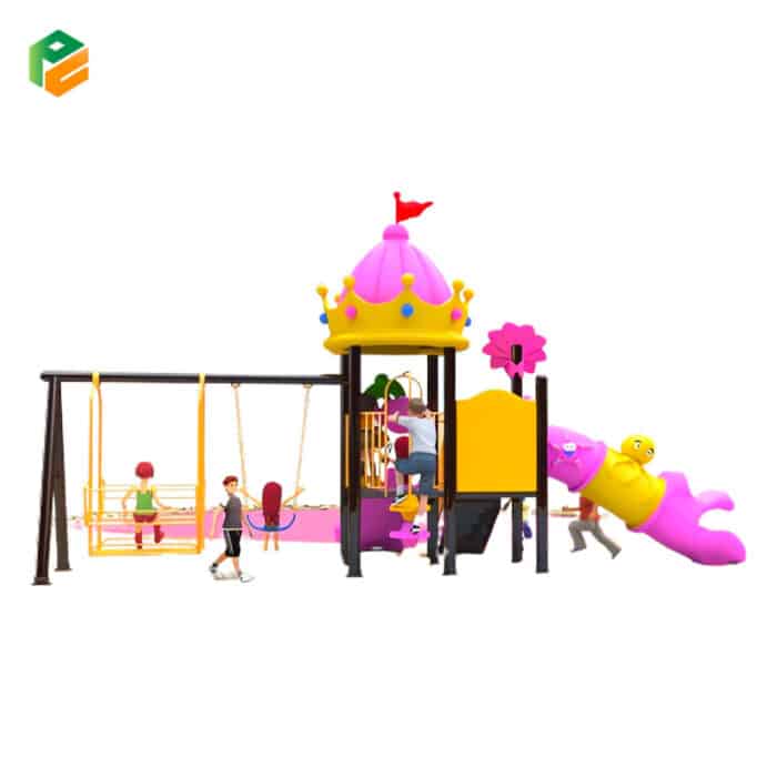 Castle Themed Childcare Outdoor Equipment with Swing Set-2