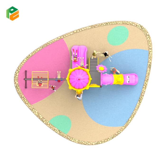 Castle Themed Childcare Outdoor Equipment with Swing Set-3