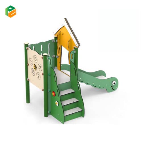Compact Backyard Plastic Playhouse with Slide-1