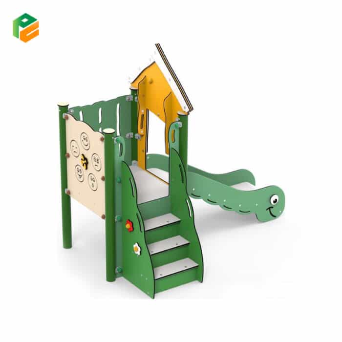 Compact Backyard Plastic Playhouse with Slide-1