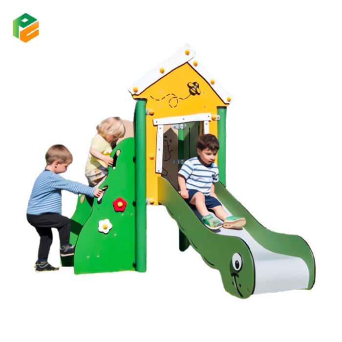 Compact Backyard Plastic Playhouse with Slide-2