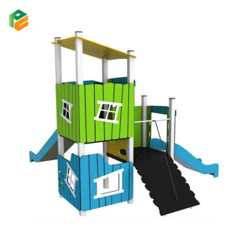 Galvanized Steel Outdoor Playhouse with Slide-1