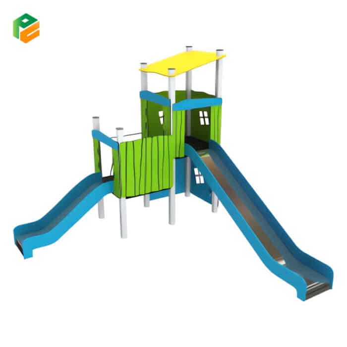 Galvanized Steel Outdoor Playhouse with Slide-2