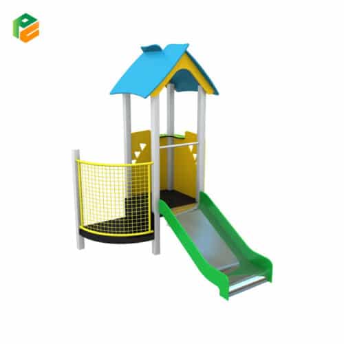 High Quality Outdoor Play House with Steel Slide-1