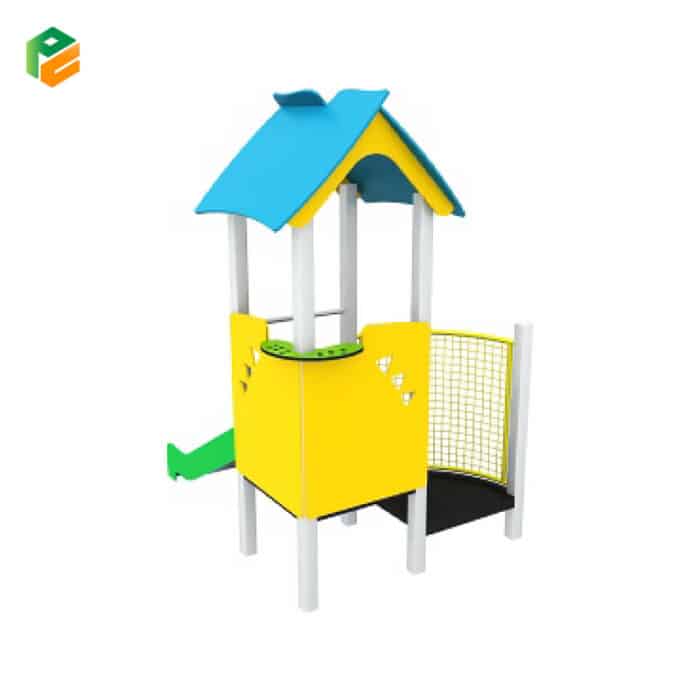 High Quality Outdoor Play House with Steel Slide-2