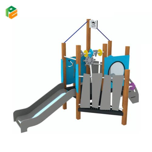 Interactive Small Playground Equipment with Stainless Steel Slide-1