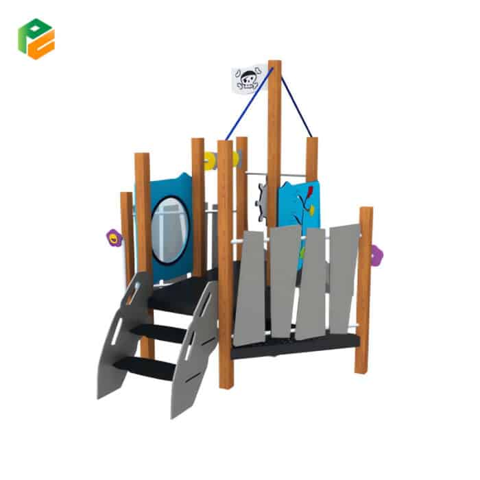 Interactive Small Playground Equipment with Stainless Steel Slide-2