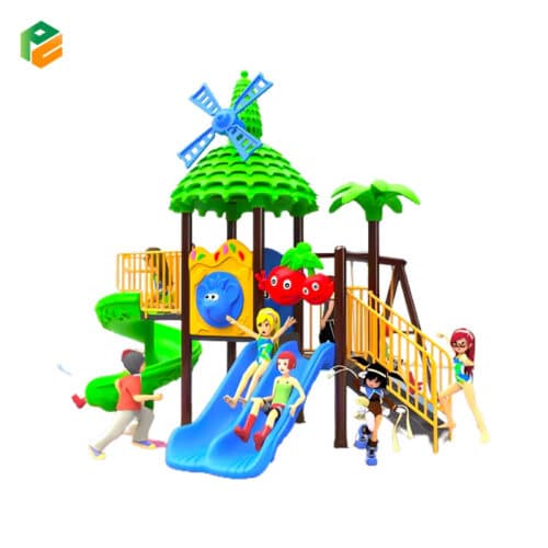 Plastic Playground for Small Yard with Windmill Roof-1