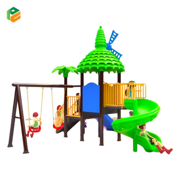 Plastic Playground for Small Yard with Windmill Roof-2