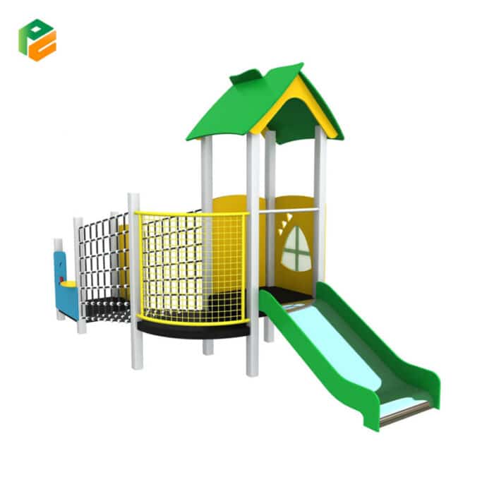 Preschool Outdoor Play Equipment with Net and Slide-1