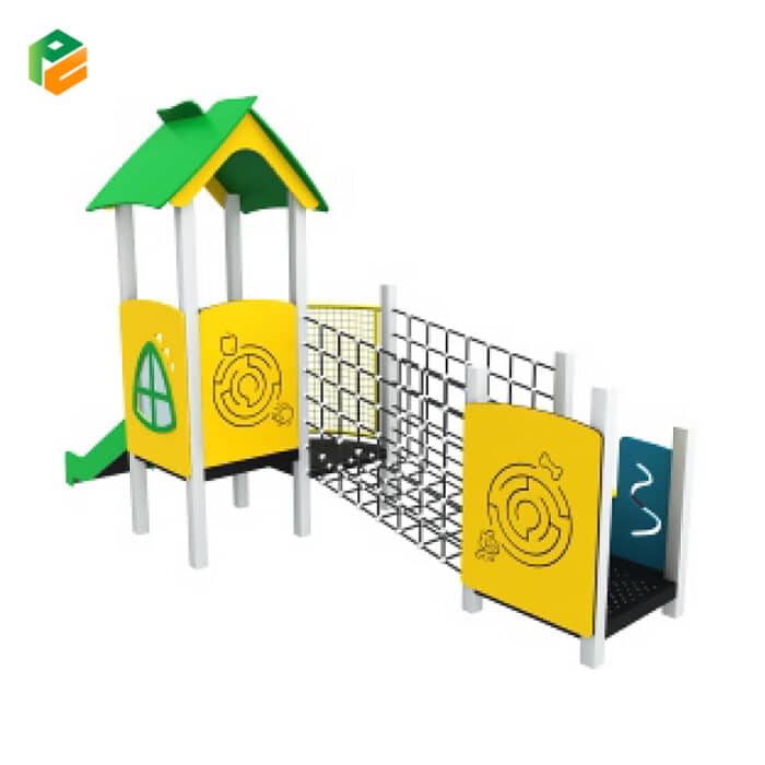 Preschool Outdoor Play Equipment with Net and Slide-2