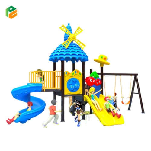 Windmill-alike Roof Compact Outdoor Playset for Children-1