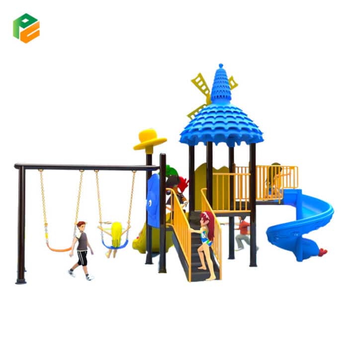 Windmill-alike Roof Compact Outdoor Playset for Children-2