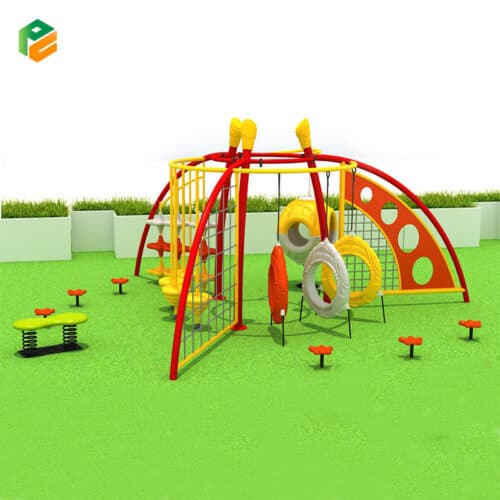 Outdoor Climbing Structure with Rope Net and Spinning Chair-1