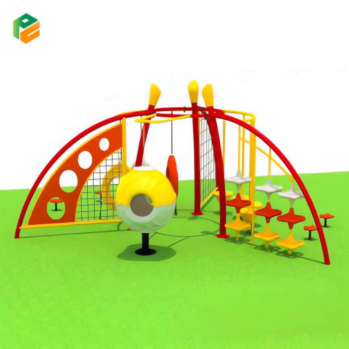 Outdoor Climbing Structure with Rope Net and Spinning Chair-2
