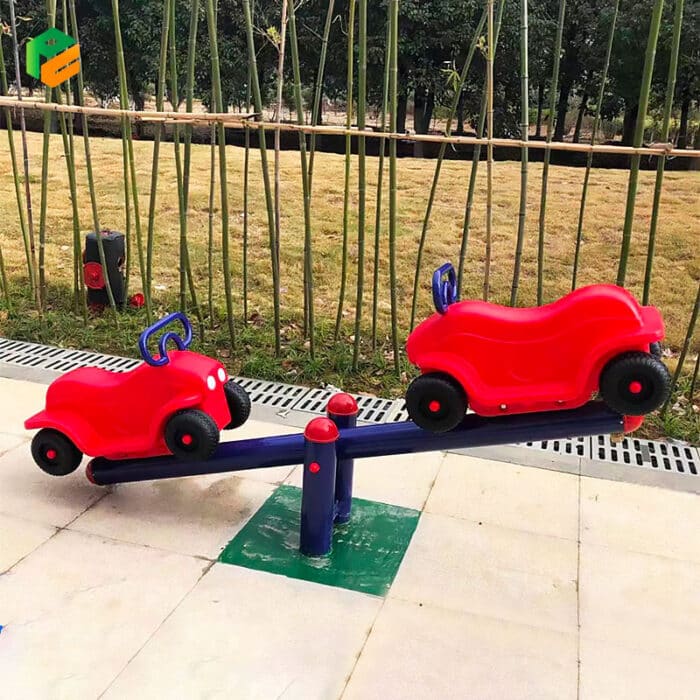 Car-shaped Seated Seesaw with Handle Grip for Public Park-2