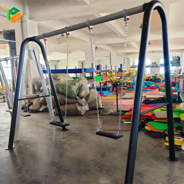 Kids Playground Swing Set with Two Plastic Seats-2