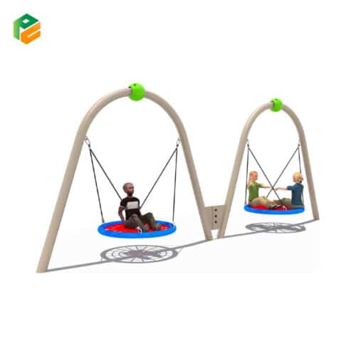 Outdoor Swing Set for Kids with Double Nest Seats-1