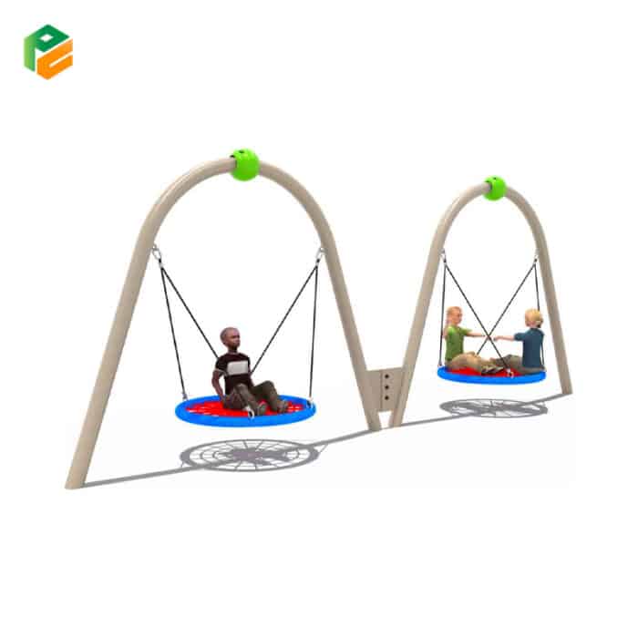 Outdoor Swing Set for Kids with Double Nest Seats-1
