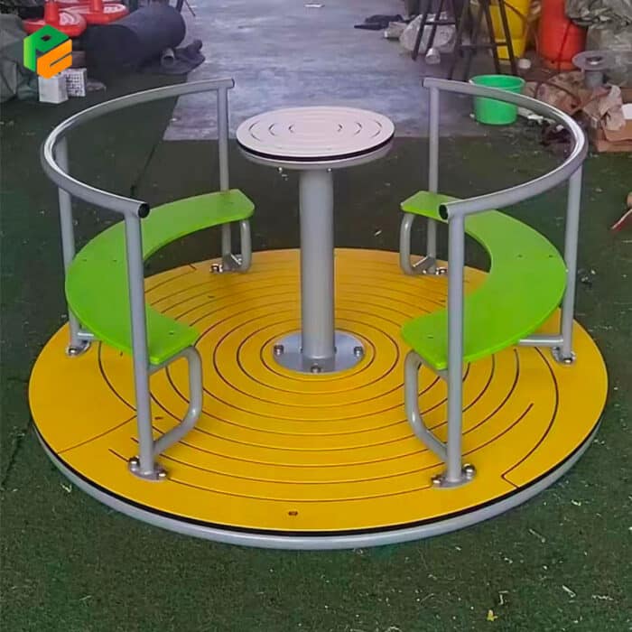 Playground Carousel with Bench for Public Parks-2